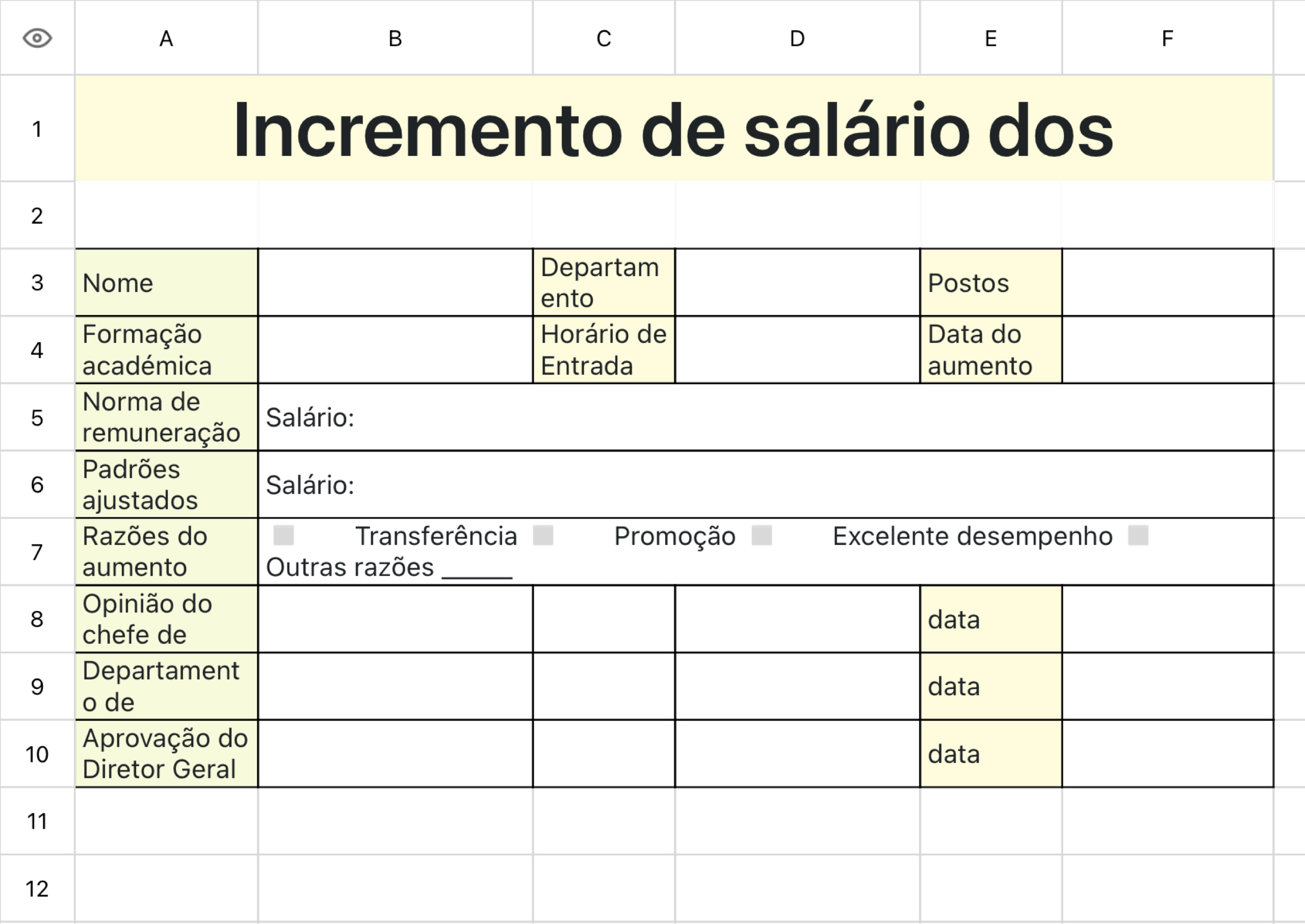 Incremento de salário dos funcionários